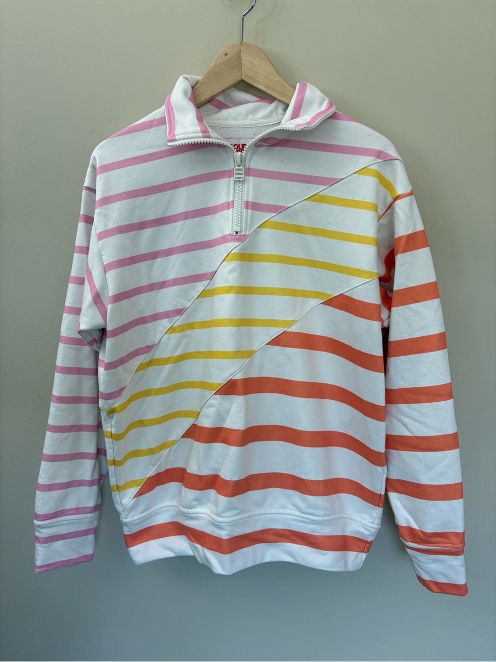 Solid & Striped Colorblock Orange Pink Yellow Pullover Sweatshirt Size XS